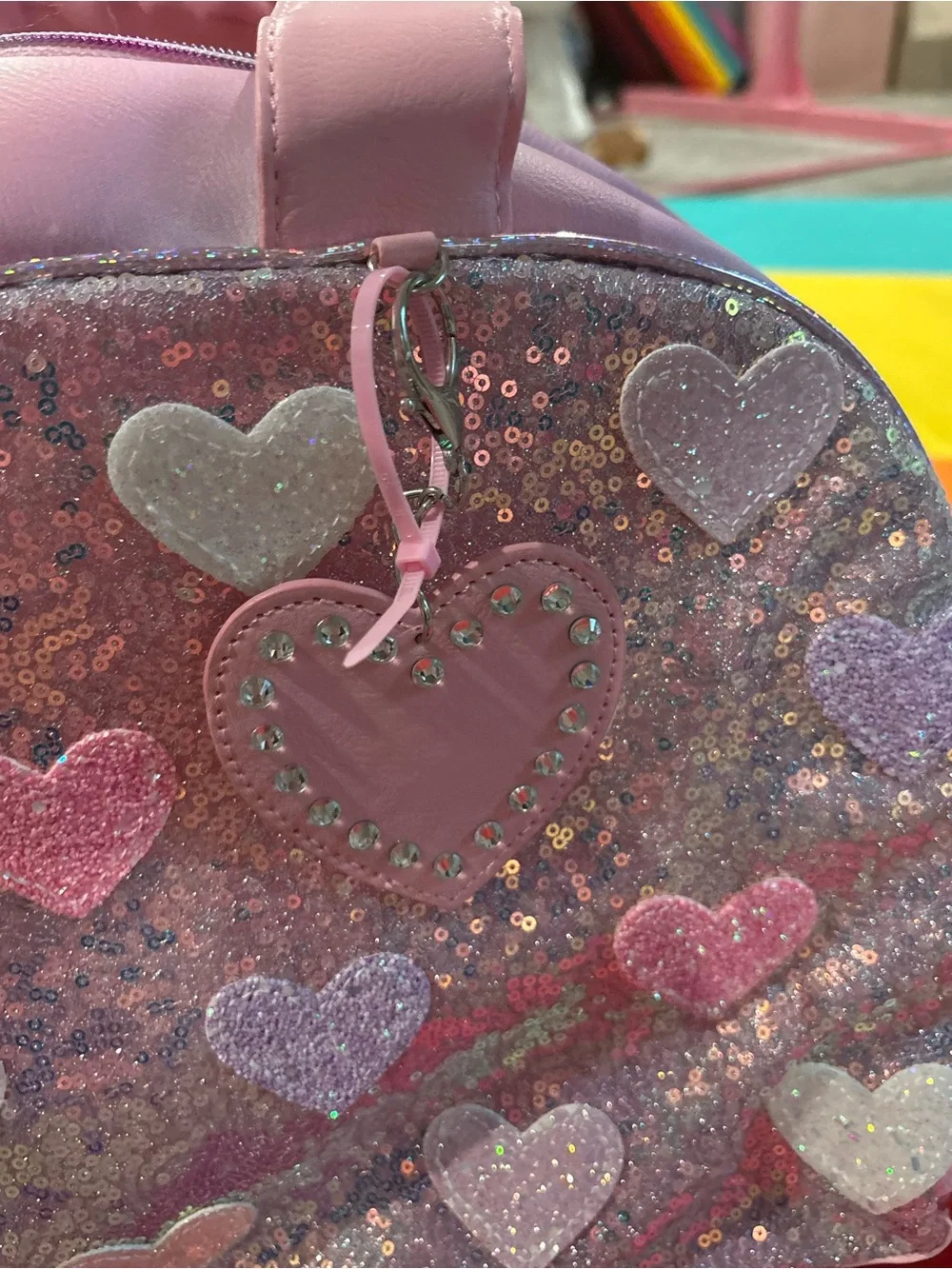 Pink Sequin Heart Duffle Bag - Girls' Travel Tote